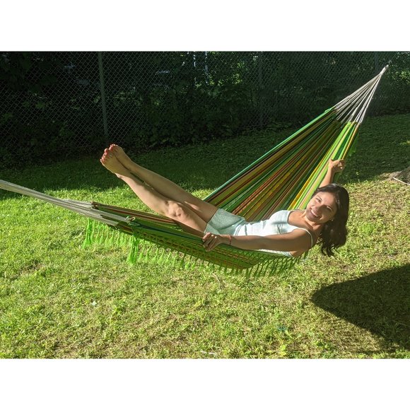 Large Green Boho Hammock Handwoven| Summer Hammock | Double Sided Colorful Hammo - Picture 1 of 6